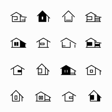 House icons over white set illustration