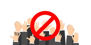 Many hands and prohibition sign