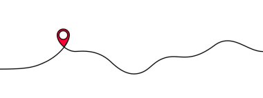 Map GPS pin and path. Destination marker and road line illustration