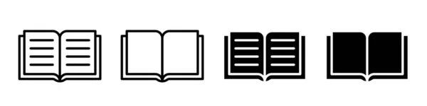 Buch Öffnen Symbol Piktogramm Set Illustration — Stockvektor