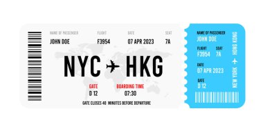 Uçak bileti şablonu çizimi