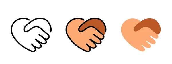 Handshake Forma Coração Ícone Conceitual Ilustração — Vetor de Stock
