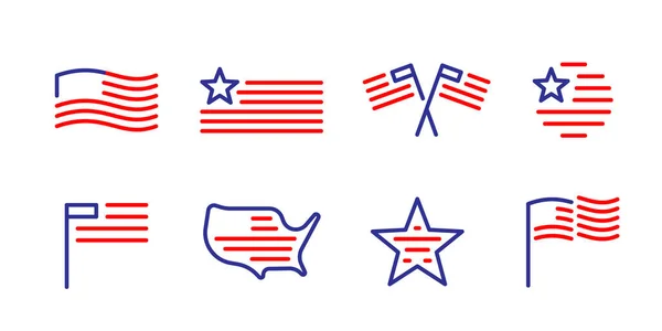 Icono Línea Bandera Conjunto Ilustración Aislada — Vector de stock