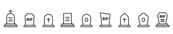 墓碑图标设置一个插图 — 图库矢量图片