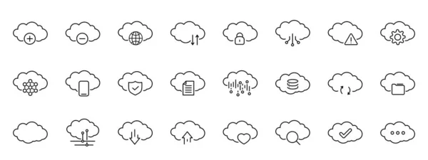 Набор Иконок Данных Онлайн Облако Иконка Серверной Сети — стоковый вектор