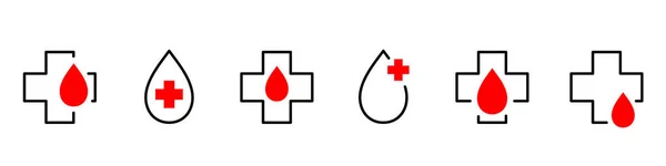 Icono Donación Sangre Conjunto Ilustración — Archivo Imágenes Vectoriales
