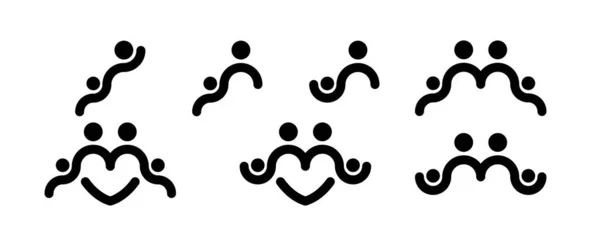 Familie Logo Pictogram Set Line Illustratie — Stockvector