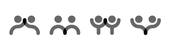 Teamwork Concept Line Icons Set Illustration — Stock Vector