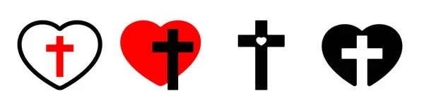 Religion Cross Heart Shape Gods Love Concept Illustration — Stock Vector
