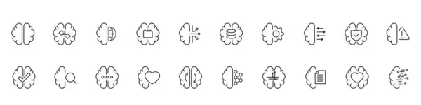 Gehirn Verschiedene Zeilensymbole Setzen Illustration Gehirn Kreativität Ideenkonzept — Stockvektor
