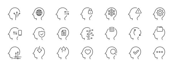 Różne Ikony Linii Mózgu Przedstawiają Ilustrację Mózg Kreatywność Idea — Wektor stockowy