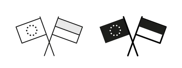 Ukraina Och Europeiska Unionen Flaggor Linje Ikon Isolerad Illustration — Stock vektor
