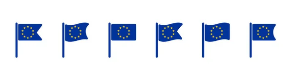 一套欧盟旗帜图标 欧洲裔联盟图解 — 图库矢量图片