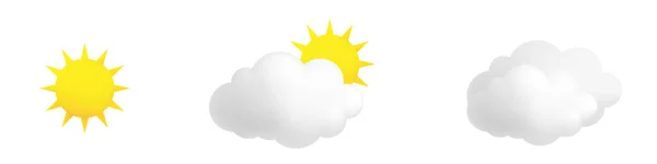 メッシュグラデーションの太陽と雲のイラスト — ストックベクタ