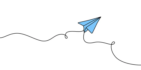 Avião Com Linha Branco Para Texto Ilustração Contínua Desenho Uma —  Vetores de Stock