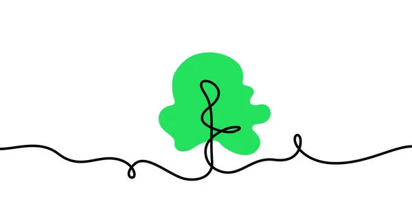 Tree Silhouette Drawn Line Illustration — Stock Vector