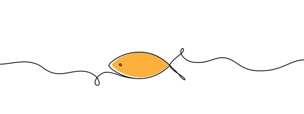 Fisch Christliches Symbol Eine Zeile Illustration — Stockvektor