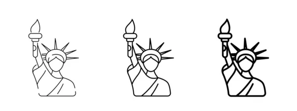 Estatua Línea Libertad Icono Ilustración — Vector de stock