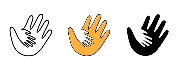 Child Hand Parent Hand Line Illustration — Stock Vector