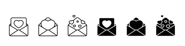 Offener Umschlag Mit Herzsymbol Valentinstag Einladungssymbol — Stockvektor