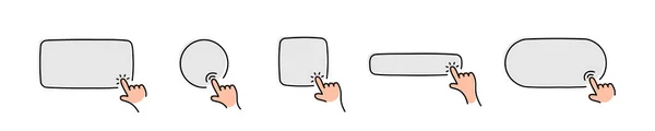 Finger Click Different Squares Set Line Icon Illustration — Stock Vector