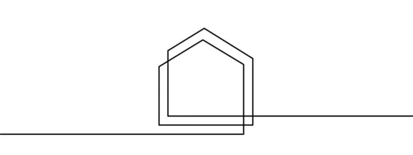Continu Dunne Lijn Home Illustratie Minimalistisch Huis Een Lijn Kunst — Stockvector