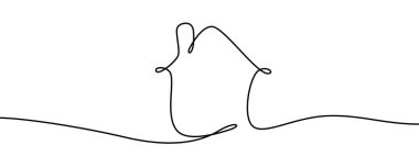 Devamlı ince çizgi ev illüstrasyonu, minimalist ev bir çizgi resim simgesi