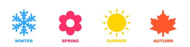 Set of season icon, winter spring summer autumn illustration