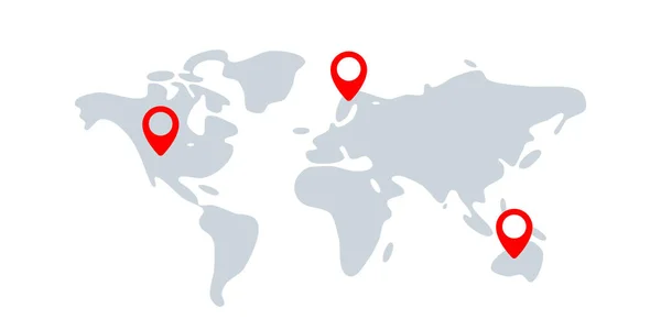 Gps Marker World Map Isolated Illustration — Stock Vector
