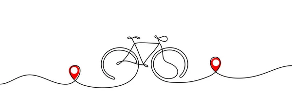 Пробег Велосипеда Финишной Точкой Велосипед Маршрут Символ Путешествия — стоковый вектор