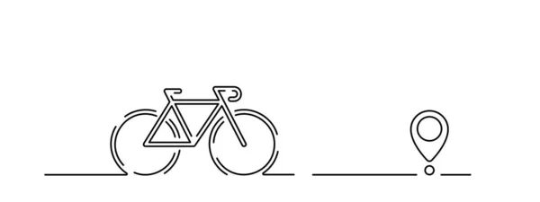 Milhagem Bicicleta Com Ponto Chegada Bicicleta Rota Símbolo Destino —  Vetores de Stock