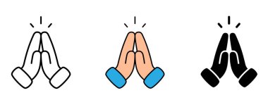 Şeffaf arkaplan illüstrasyonunda dua eden eller simgesi