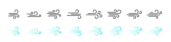 Піктограма Лінії Вітру Синій Символ Погоди Набір Png — стоковий вектор