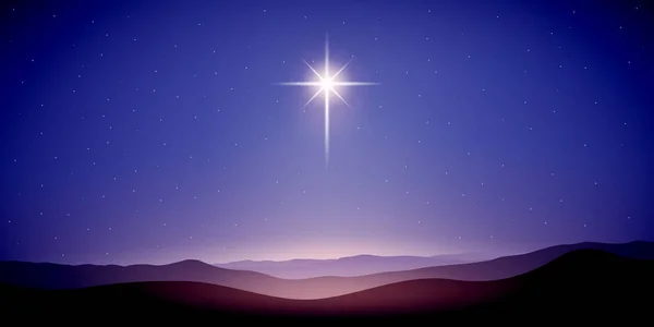 Gwiazda Nad Betlejem Noc Bożego Narodzenia Narodziny Jezusa — Wektor stockowy
