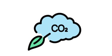 CO2 cloud with leaf icon illustration