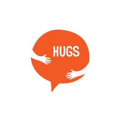 Speech bubble icon with hugs illustration