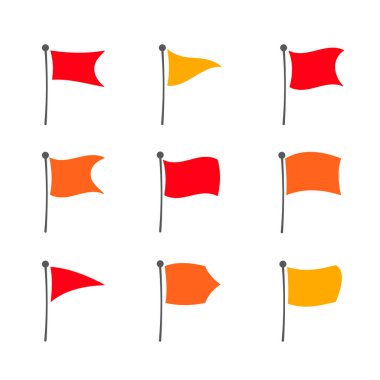 Set of red flag icons vector illustration