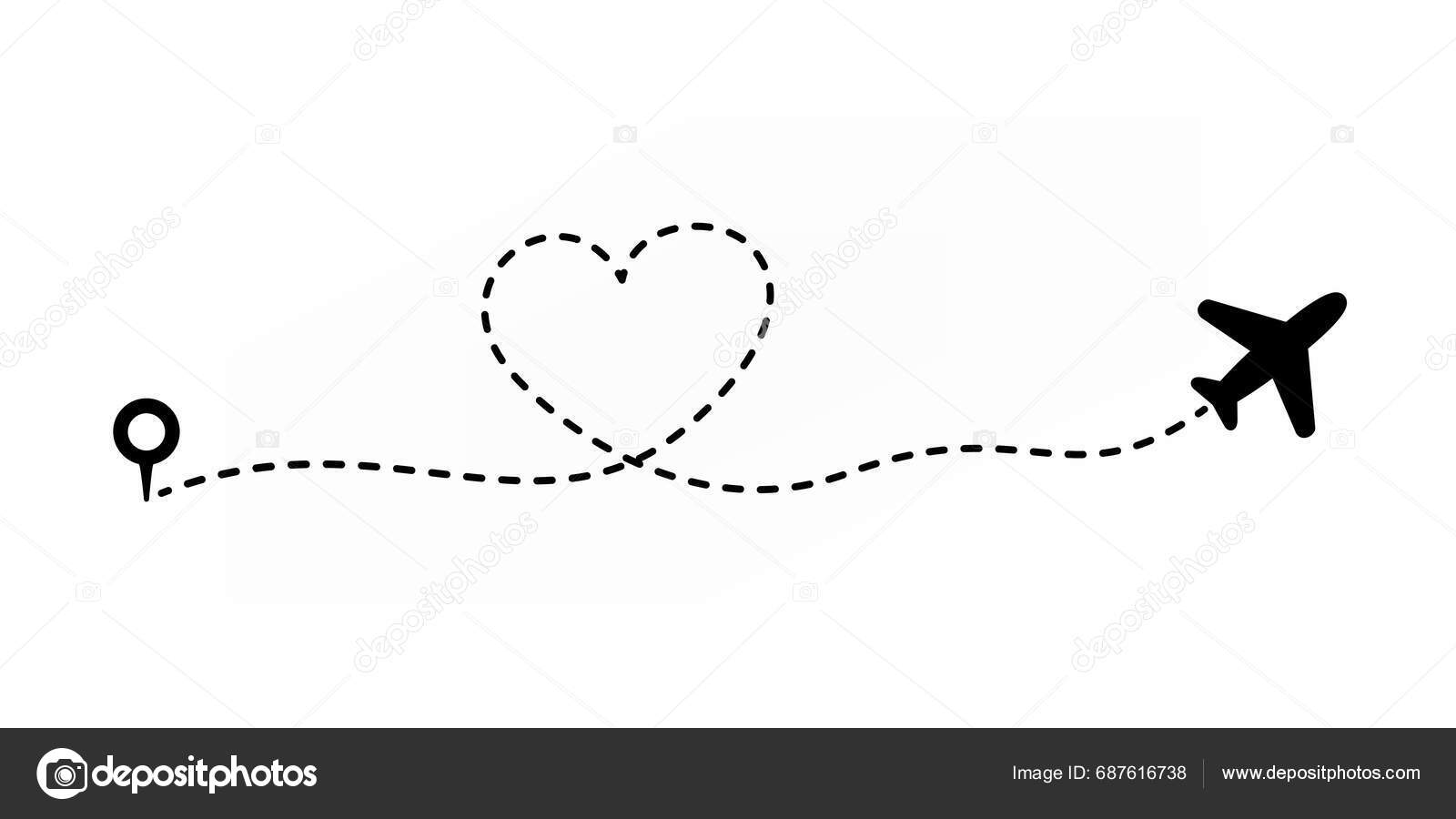 Plane Heart Shape Path Illustration Stock Vector by ©tutti_fruttii ...