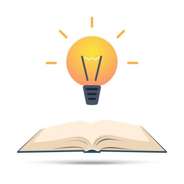 Open book with lightbulb over it