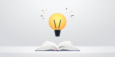 Open book with lightbulb over it