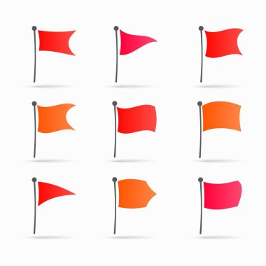 Set of red flag icons vector illustration