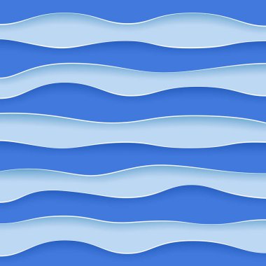 Abstract blue wavy layers papercut background. Vector