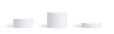 Üç beyaz daire podyumu sahne arkası, şeffaf illüstrasyon