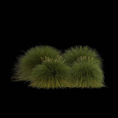 Koyu arkaplanda kürkü olan yumuşak yeşil çimlerin üç boyutlu bir çizimi