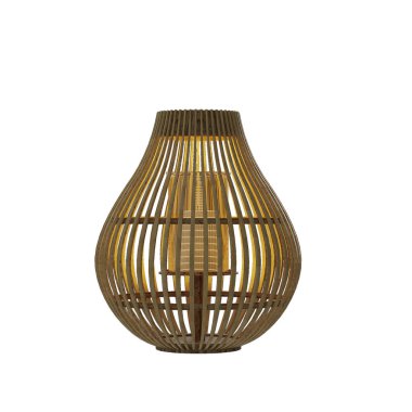 Beyaz arka planda bambu ve rattan lamba