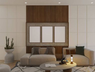 Modern oturma odasının içi.