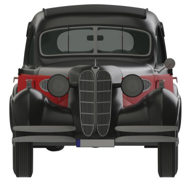 Beyaz arkaplanda izole edilmiş klasik araba