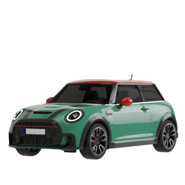 yeşil araba üzerinde beyaz izole