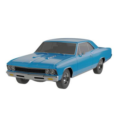 Klasik mavi Amerikan kaslı arabası.