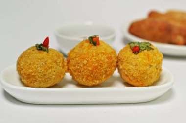 Potato croquettes and Risoles, market snack cakes. Popular traditional food. Indonesian food.